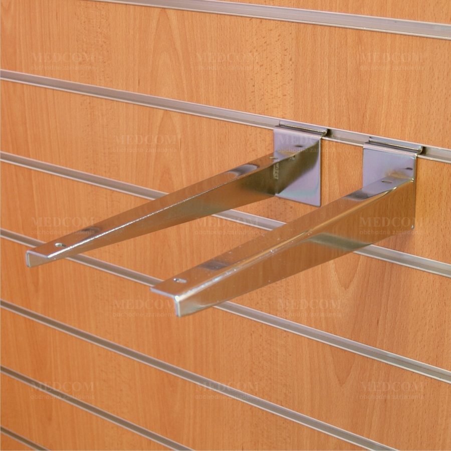 Shelf holder economical 300mm, one pair, chromium plated, for slatboard